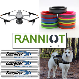 RANNIOT: Tarvikkeet, paristot, remmit, valjaat, liivit, ruuvinväännin, drone